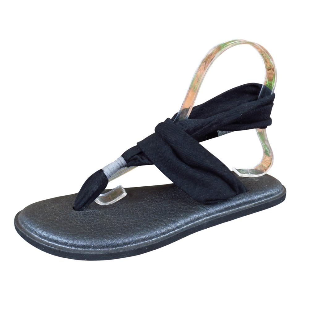 Sanuk Yoga Sling 2 Womens Thong Sandals Size 7‎ Casual Comfort Black Textile